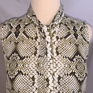 J. Crew snake print sleeveless top with front ties,size SP, excellent condition.